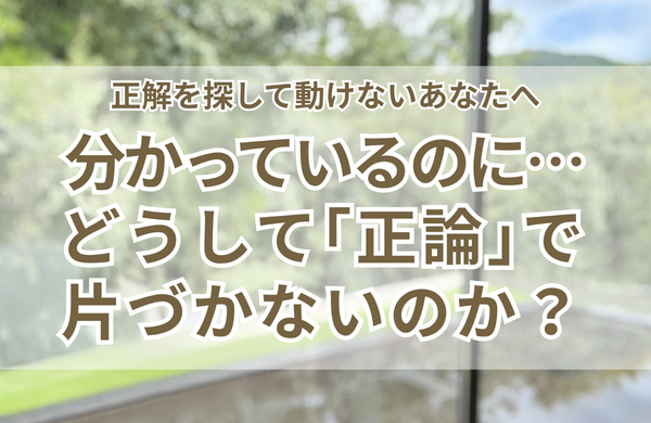 どうして「正論」では片づかないのか？正解を探して動けないあなたへ